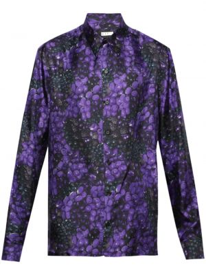 Hodvábna košeľa s potlačou Givenchy fialová