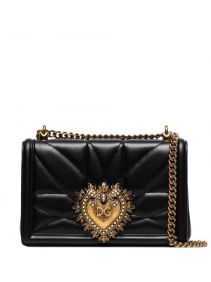 Bolsa de hombro con apliques con corazón Dolce & Gabbana negro