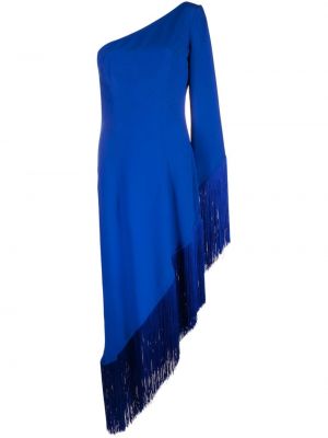 Асиметрична вечерна рокля с ресни Taller Marmo синьо
