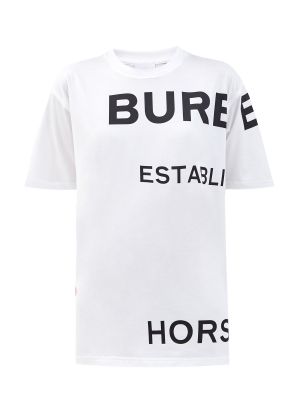 Хлопковая футболка с принтом Burberry, белая