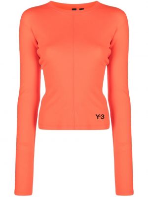 Raštuotas medvilninis marškinėliai Y-3 oranžinė