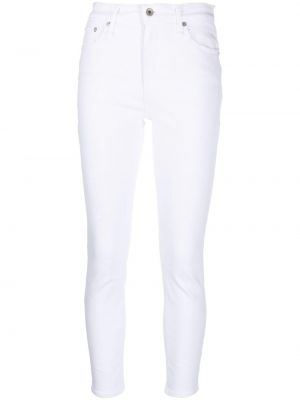 Klasické bavlněné skinny džíny s knoflíky Rag & Bone - bílá