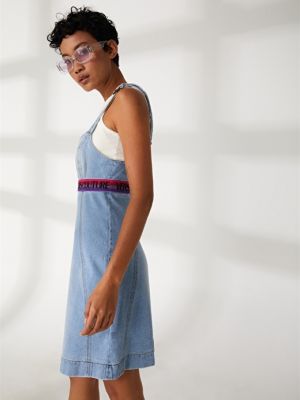 Однотонное платье мини с v-образным вырезом Versace Jeans Couture
