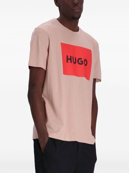 Bavlněné tričko Hugo růžové
