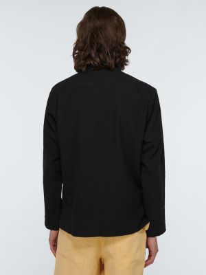 Bavlnená ľanová košeľa Commas čierna