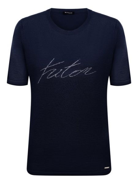 Кашемировая шелковая футболка Kiton синяя