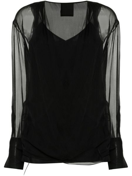 Svilena omotati bluzu Givenchy crna