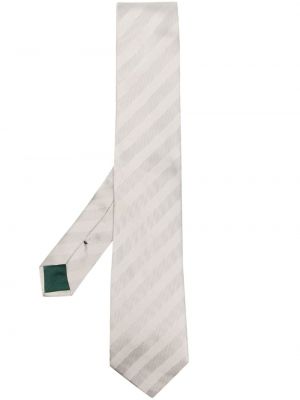 Csíkos selyem nyakkendő Paul Smith fehér