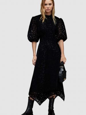 AllSaints sukienka damska kolor czarny rozkloszowana