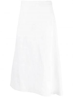 Asymetrické lněné midi sukně Jil Sander bílé