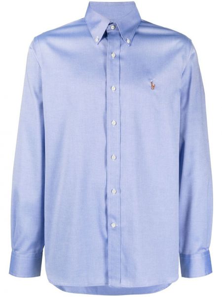 Bombažna volnena srajca z okroglim izrezom Polo Ralph Lauren modra