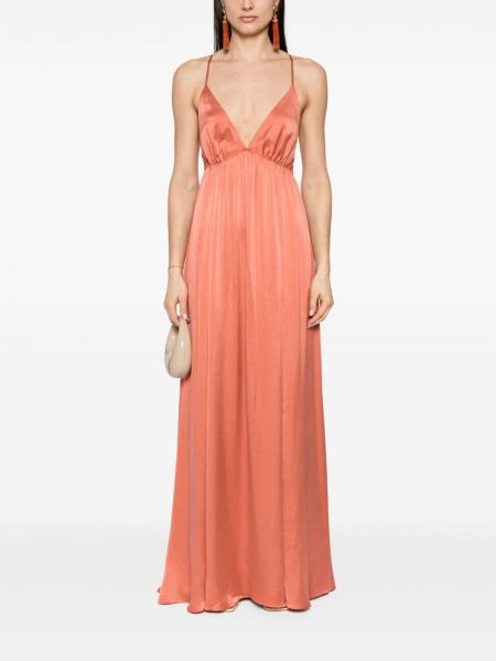 Hedvábné saténové dlouhé šaty Zimmermann růžové