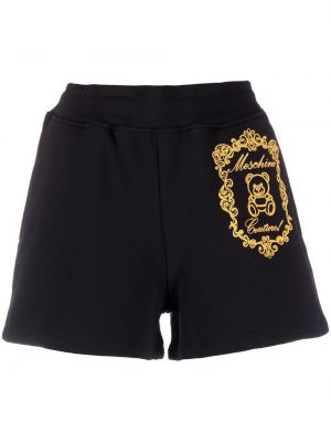 Shorts mit stickerei aus baumwoll Moschino schwarz