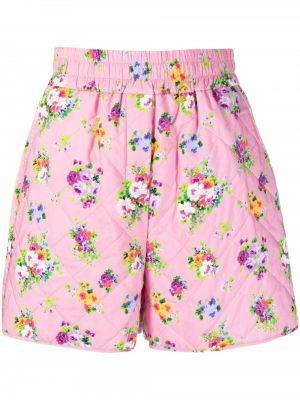 Gesteppte geblümte shorts mit print Msgm pink