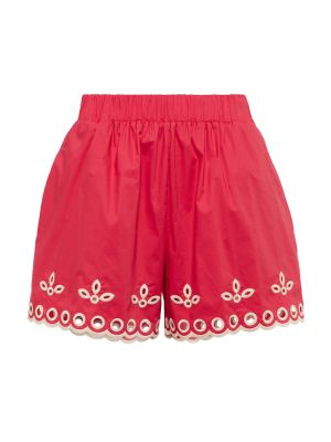 Shorts brodeés en coton Redvalentino rouge