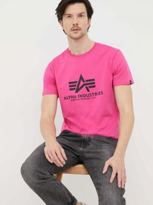 Nyomott mintás póló Alpha Industries - rózsaszín