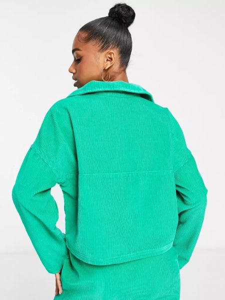 Вельветовый свитер на молнии Asos зеленый