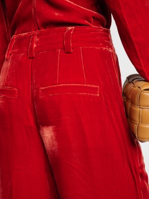 Relaxed fit žametne hlače iz rebrastega žameta Ulla Johnson rdeča