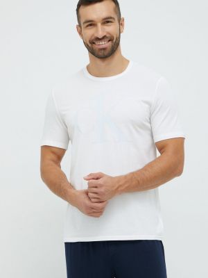 Пижама с принт с къс ръкав Calvin Klein Underwear бяло