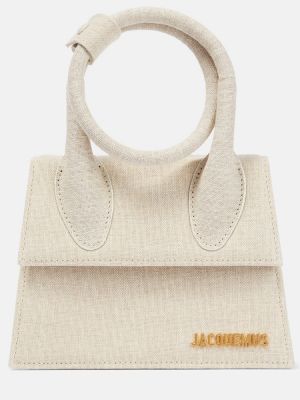 Bavlnená bavlnená ľanová kabelka Jacquemus béžová