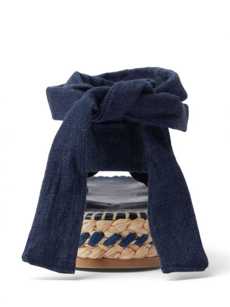 Hedvábné lněné sandály Ralph Lauren Collection modré