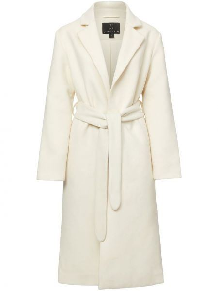 Unreal Fur Cappotto a portafoglio Love Affair con cintura - Bianco