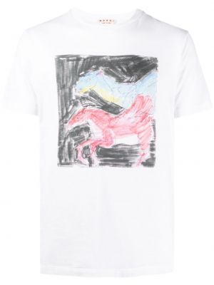 T-krekls ar apdruku ar apaļu kakla izgriezumu Marni balts