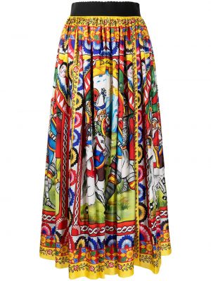 Midi suknja s printom Dolce & Gabbana crvena
