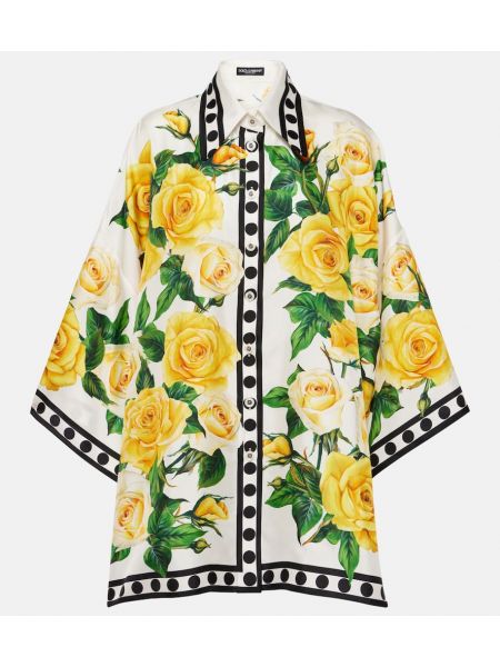 Svilena košulja s cvjetnim printom oversized Dolce&gabbana