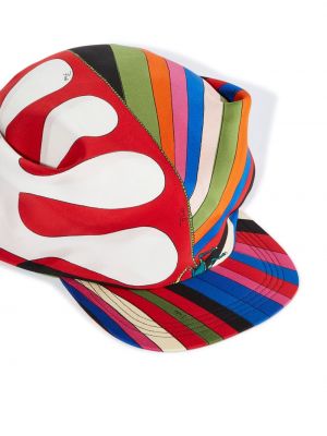 Jedwabna czapka w abstrakcyjne wzory Pucci niebieska