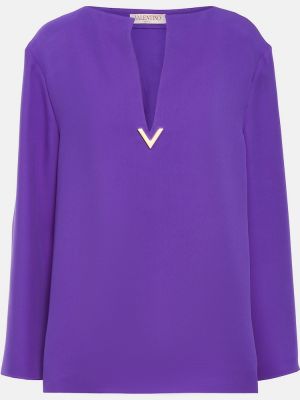 Копринена блуза Valentino виолетово