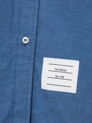 Flanelové bavlněné košilové šaty s knoflíky Thom Browne modré