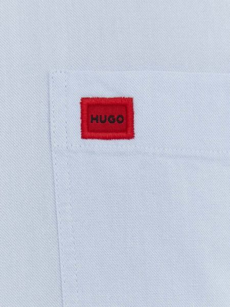 Koszula na guziki slim fit bawełniana Hugo niebieska
