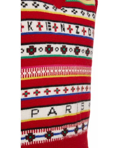 Žakárová bavlnená vlnená vesta Kenzo Paris červená