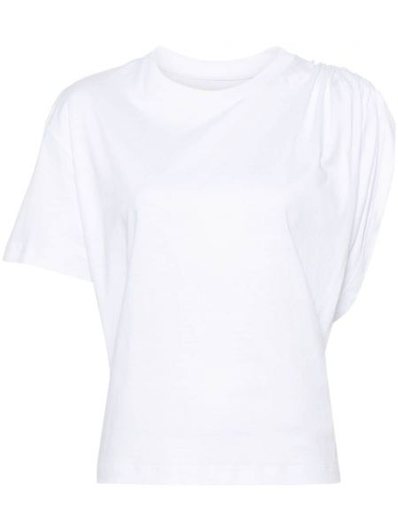 Ασύμμετρη βαμβακερή μπλούζα Laneus λευκό