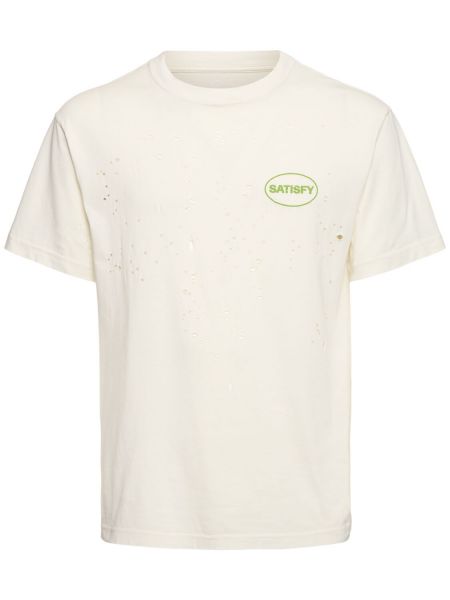 Βαμβακερή μπλούζα Satisfy λευκό