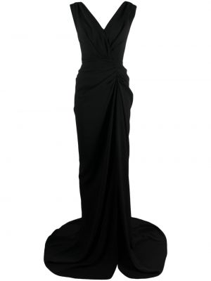 Вечерна рокля с v-образно деколте Rhea Costa черно