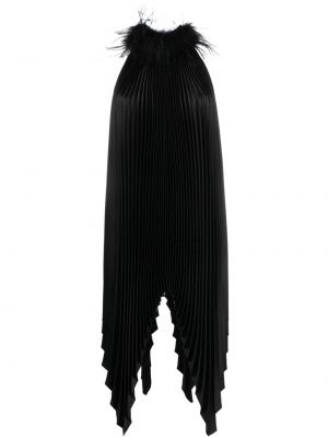 Plisované mini šaty s perím Styland čierna