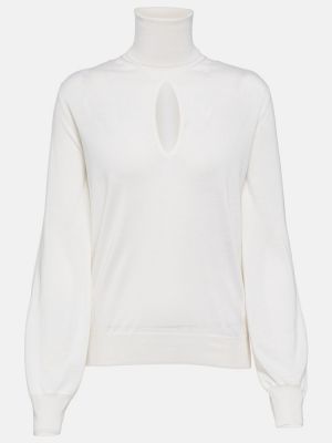 Kašmira zīda džemperis ar augstu apkakli Tom Ford balts