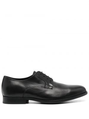 Pantofi derby cu șireturi din piele fără toc Geox - negru
