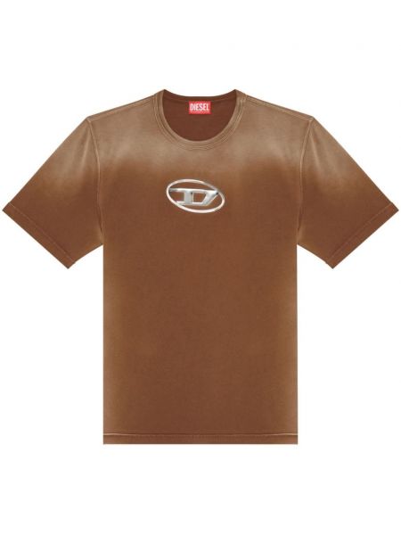 T-shirt en coton avec applique Diesel marron