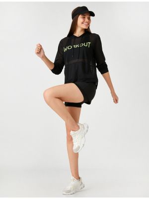 Športna majica s potiskom z žepi z mrežo Koton črna