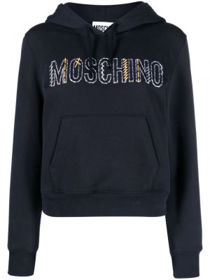 Pamučna hoodie s kapuljačom s vezom Moschino