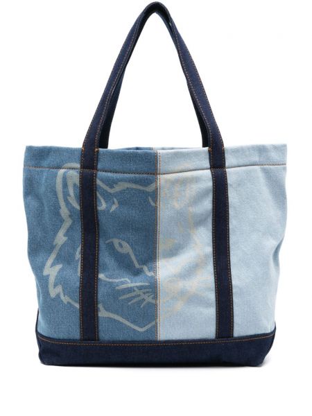 Шопинг чанта Maison Kitsuné синьо