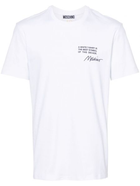 T-shirt avec imprimé slogan en coton à imprimé Moschino