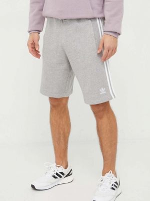 Pantaloni scurți din bumbac cu dungi din bumbac Adidas Originals gri