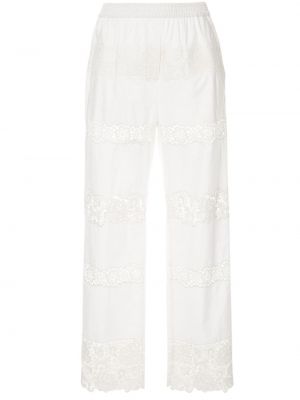 Ravne hlače z vezenjem Dolce & Gabbana bela