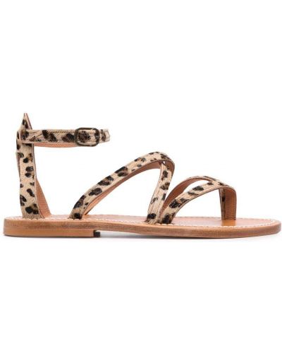 Kožené sandále s potlačou s leopardím vzorom K. Jacques