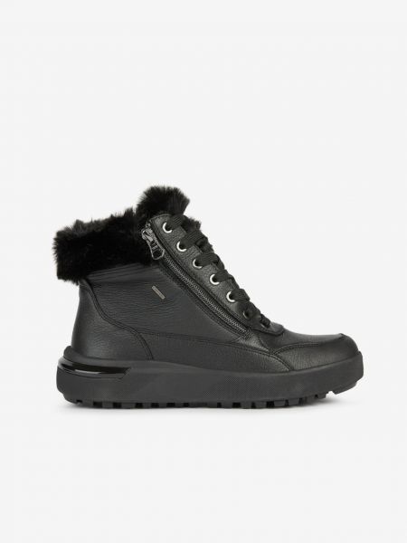 Kožené sněžné boty s kožíškem Geox černé