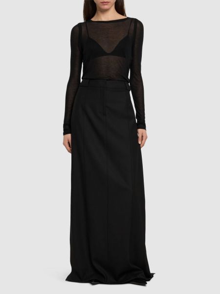 Vlnená dlhá sukňa Victoria Beckham čierna